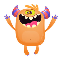 Cool cartoon monster with big eyes. Halloween vector illustration clipart