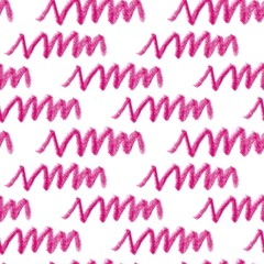 pink pencil zigzag seamless pattern white background