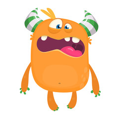 Angry cartoon monster design. Halloween vector illustration of monster character. Design for children book, stickers, party decoration