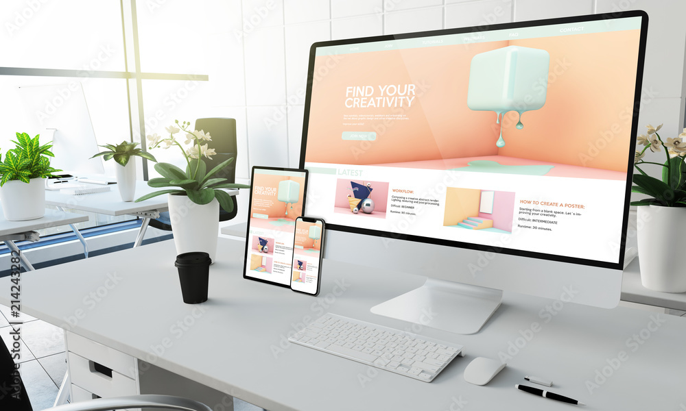 Poster creativity tutorials devices mockup