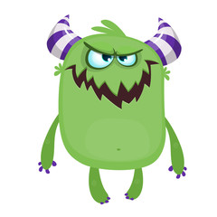 Angry cartoon green monster screaming. Yelling angry monster expression. Halloween vector illustration © drawkman