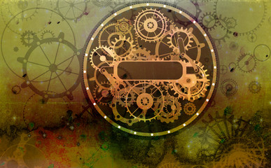 Vintage steampunk paper, background grunge, cogs, gears canvas paper