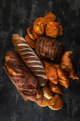 Assortment of baked French bread