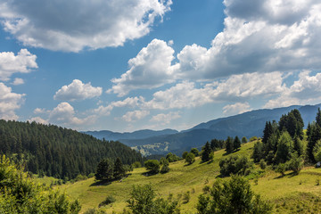 Fototapeta premium Mountains blue sky and clouds