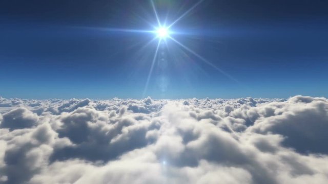 fly above over clouds
