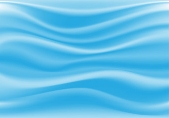 Abstract soft blue fabric satin wave luxury background vector illustration.