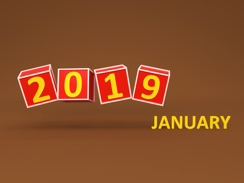 New Year 2019 Creative Design Concept - 3D Rendered Image 