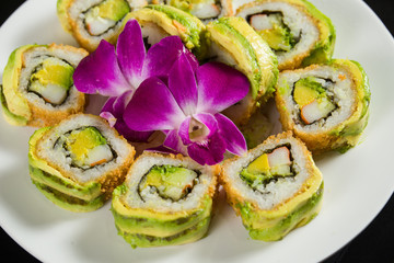 Sushi on a white plate