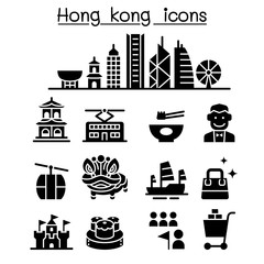 Hong kong icon set - obrazy, fototapety, plakaty