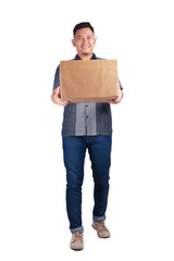 Courirer Delivery Man Bring Box of Package