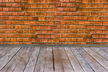 Interior design stone wall and wooden floor.