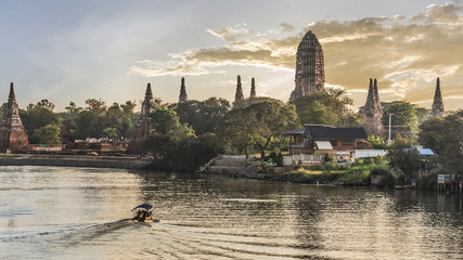 View of temple near the Chao Phraya River.