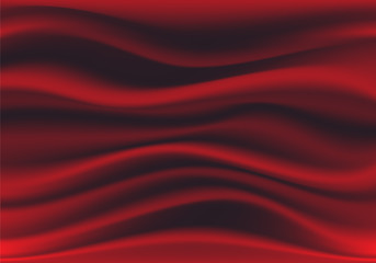 Abstract deep red fabric satin wave luxury background vector illustration.