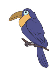 bird sitting on a branch, vector