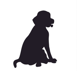 dog sitting, silhouette, vector
