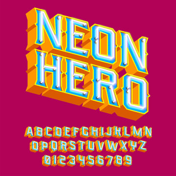 Neon Hero - 3D vintage letters with lights