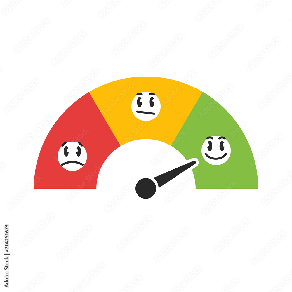 Poster customer satisfaction meter with five funny emoticons. easy to use for your website or print.