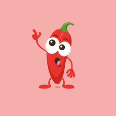 Illustration of cute red jalapeno staring mascot isolated on light background. Flat design style for your mascot branding.
