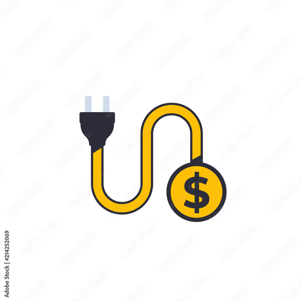 Poster electricity costs icon, vector