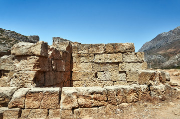 stone ruins in the mountains on the island of Crete.