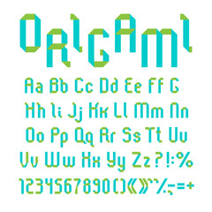 Paper origami vector alphabet, sans serif letters