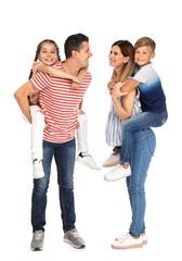 Fototapeta premium Happy family with children on white background