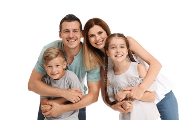 Obraz premium Happy family with children on white background