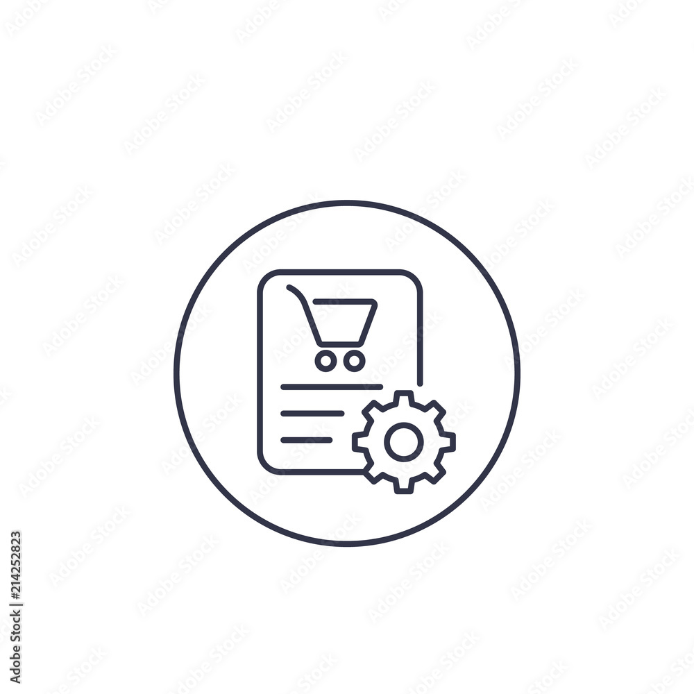 Poster order processing line vector icon