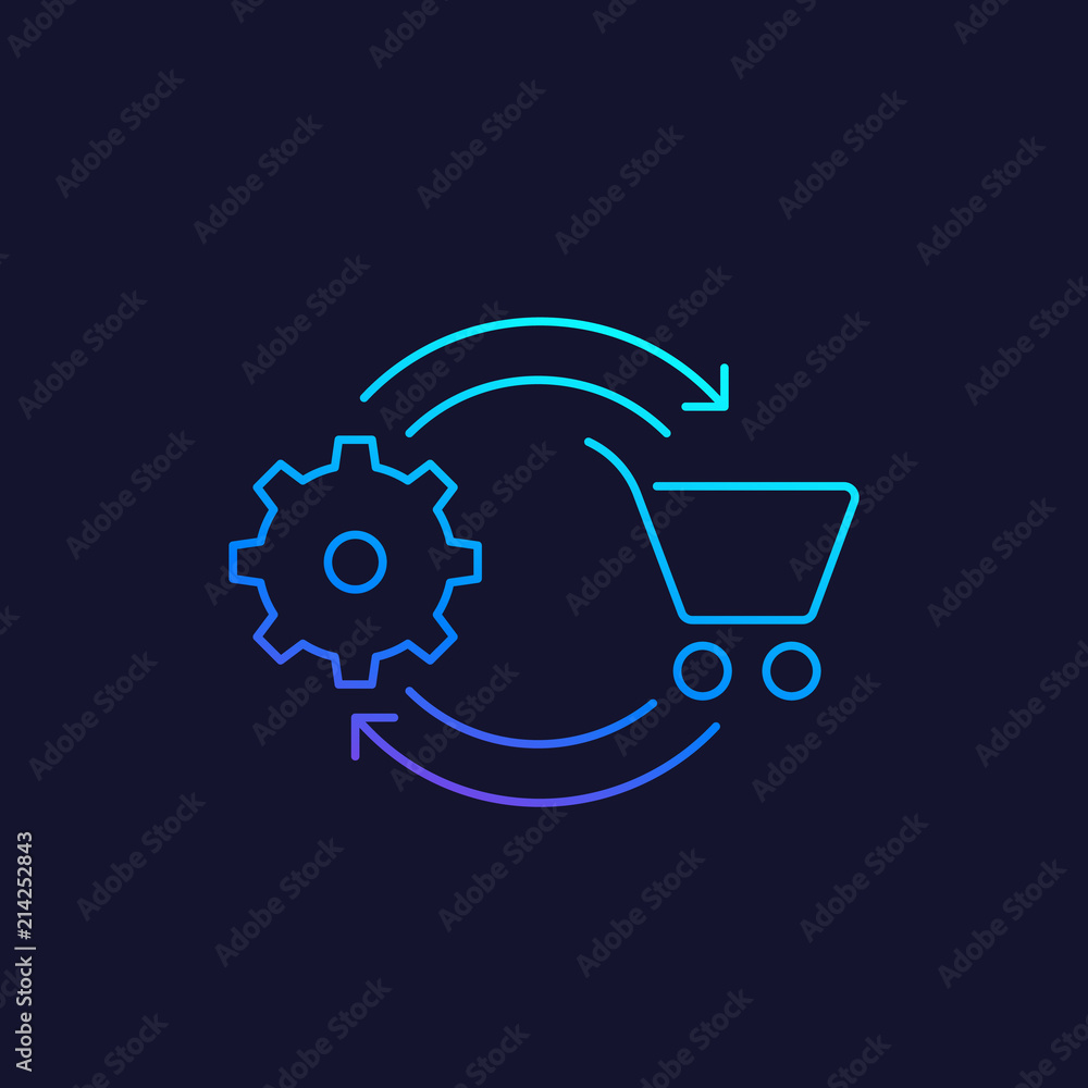 Wall mural order processing vector linear icon