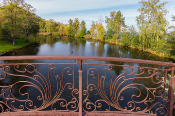 view from the wrought iron bridge to the river