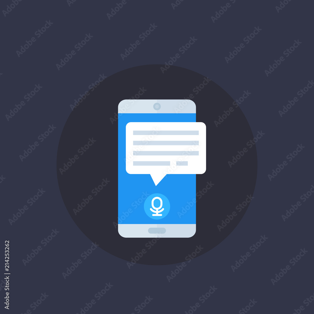 Poster speech recognition in mobile app vector icon