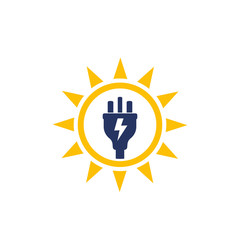 Solar energy, sun and electric plug, vector logo icon