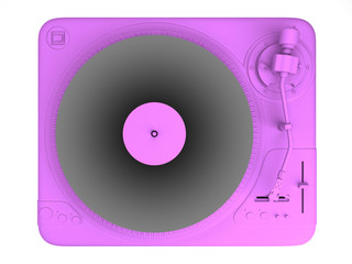 pink turntable isolated on white