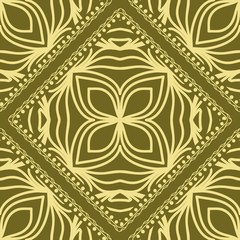 Design of a Scarf with a Geometric Flower Pattern of Mandala. Vector illustration. Seamless. For Print Bandana, Shawl, Carpet