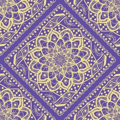 Seamless pattern with decorative mandala ornament. Hand drawn vector illustration. For fashion design