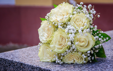 Bridal bouquet. The bride's bouquet. Bouquet of white roses
