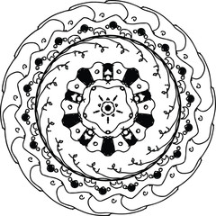 Charming ivy zentangle mandala in black and white
