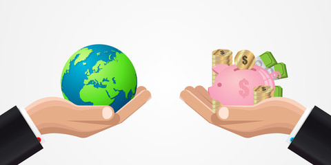 Global economy. Business concept with money. Vector