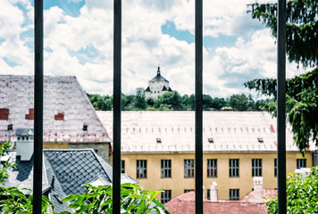 New castle behind a metal fence, Banska Stiavnica, Slovakia, Unesco