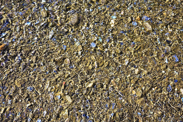 texture of water on stones in a crooked stream