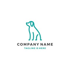 lineart outline sitting dog icon logo template vector illustration