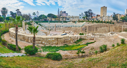 The park around Roman amphitheatre, Kom Ad Dikka, Alexandria, Egypt