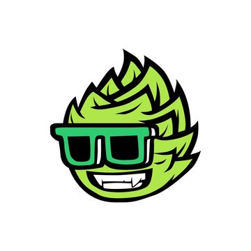 cool smiling hop brewing mascot with sunglasses vector illustration logo icon