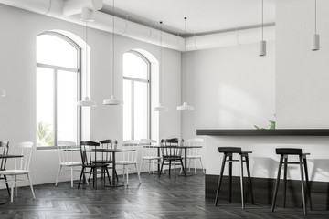 Arched windows white pub corner