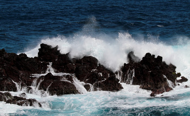 Hard wind blowing on the coast of Madeira island