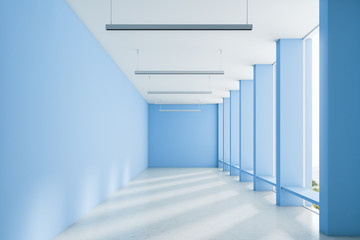 Blue loft empty room corridor