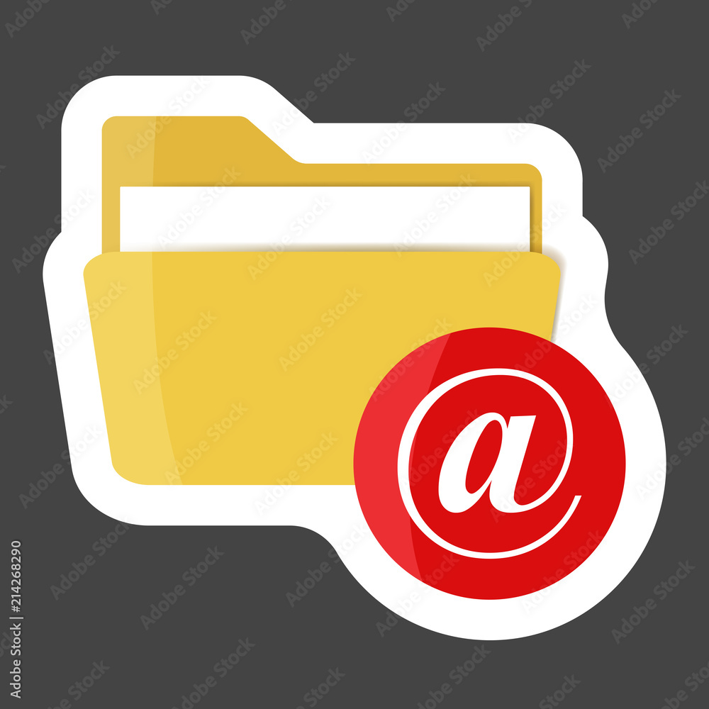 Poster folder vector icon. folder and email icon. notification of a letter in a folder colored sticker. lay