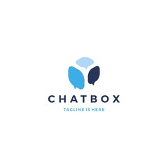 chat box cube social talk bubble vector logo icon template illustration