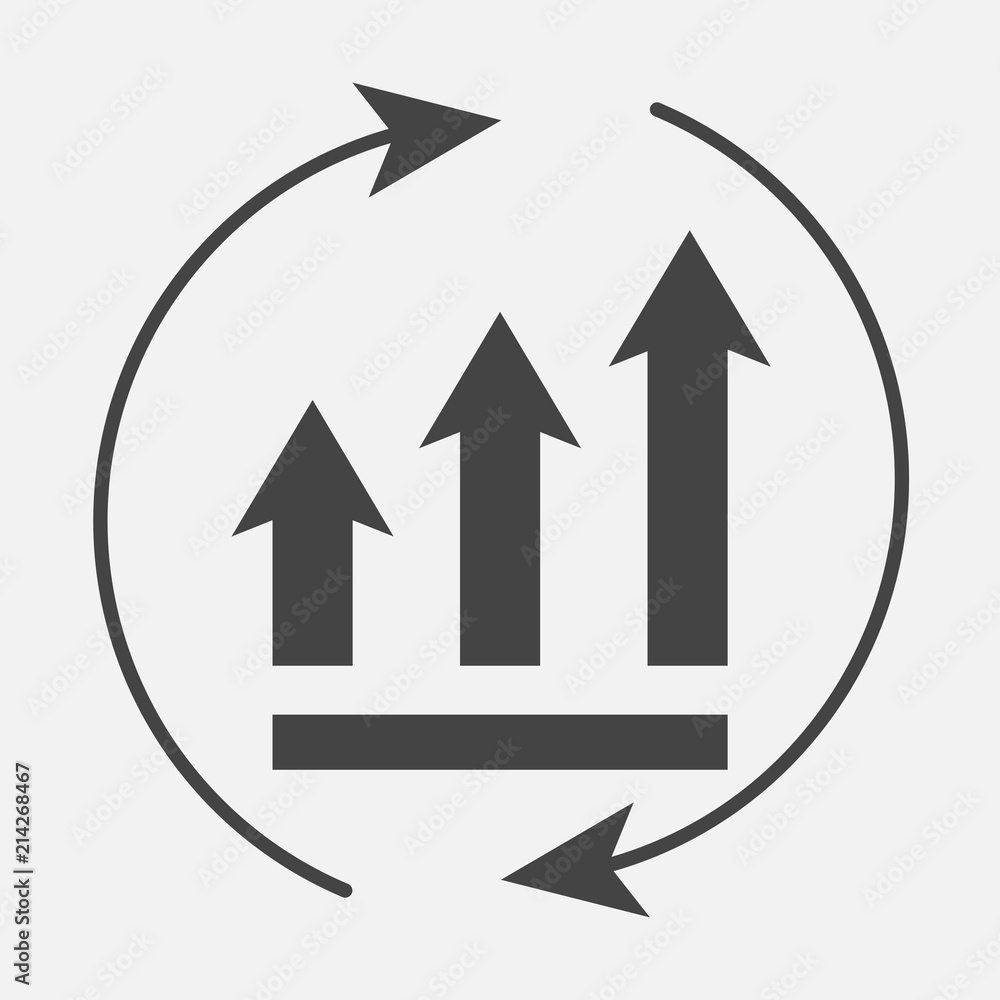 Poster growth graph with arrows in a circle. vector business icon schedule.