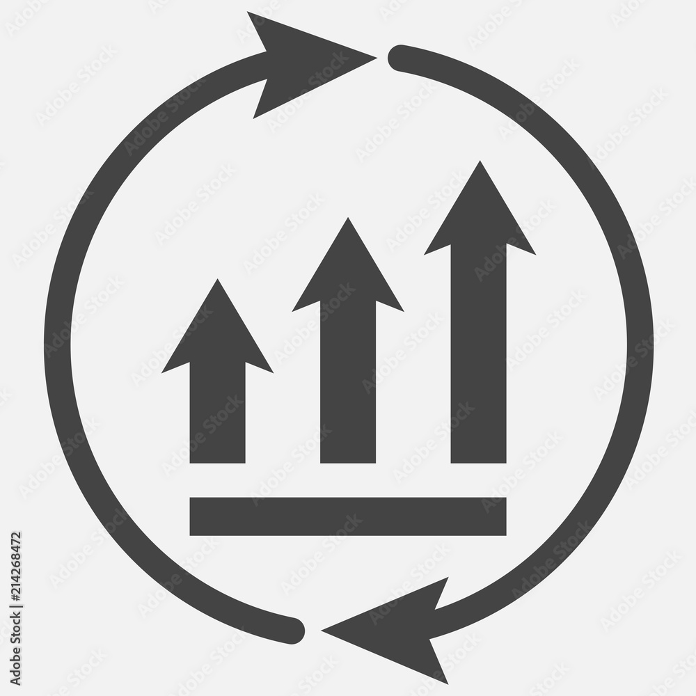 Poster growth graph with arrows in a circle. vector business icon schedule